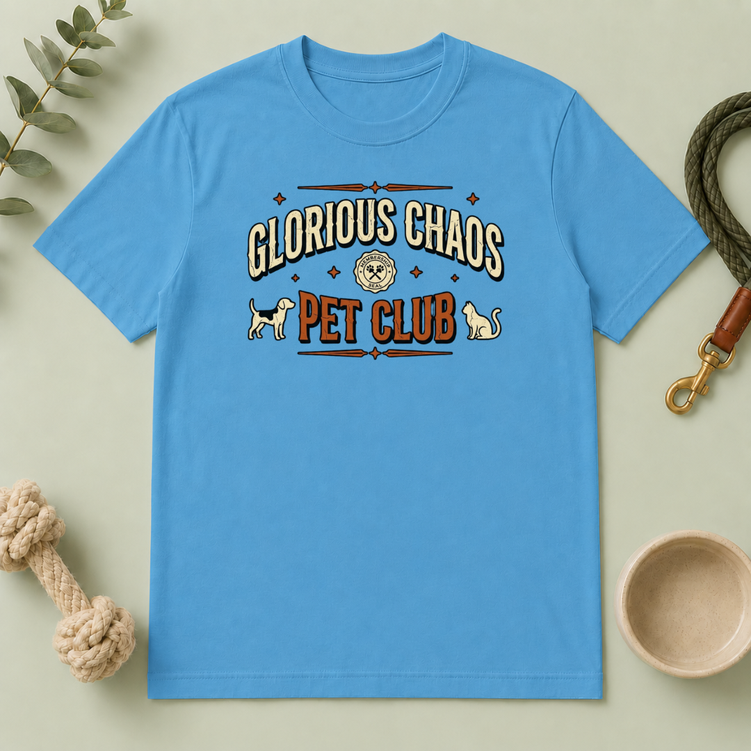 "Glorious Chaos Pet Club" Graphic Tee for Dog & Cat Lovers