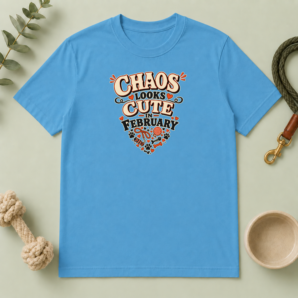 Chaos Looks Cute in February Valentine Pet Parent T-Shirt