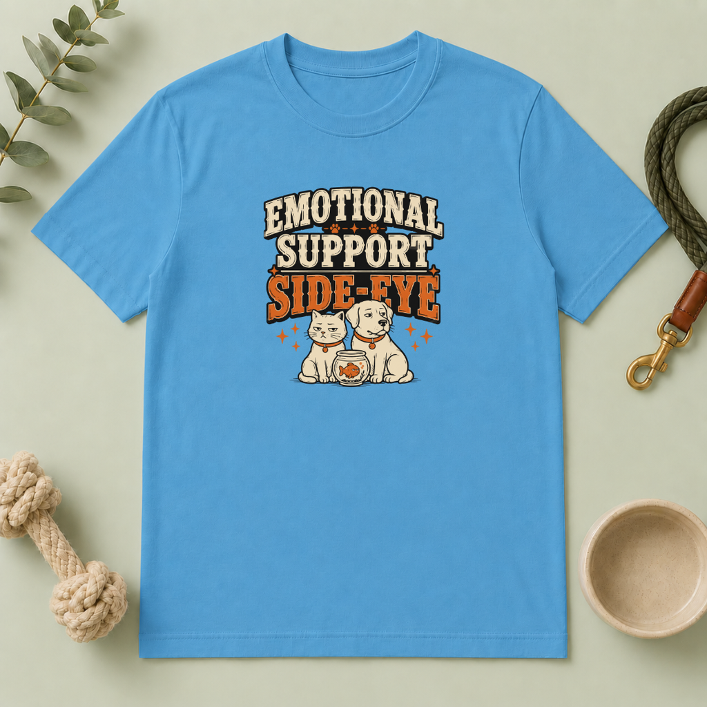 "Emotional Support Side-Eye" Retro Dog & Cat Graphic