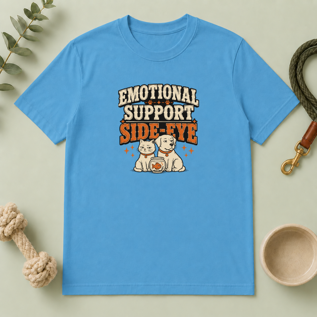 "Emotional Support Side-Eye" Retro Dog & Cat Graphic