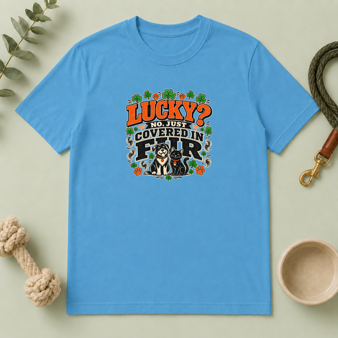 Lucky? No, Just Covered in Fur St. Patrick’s Day T-Shirt