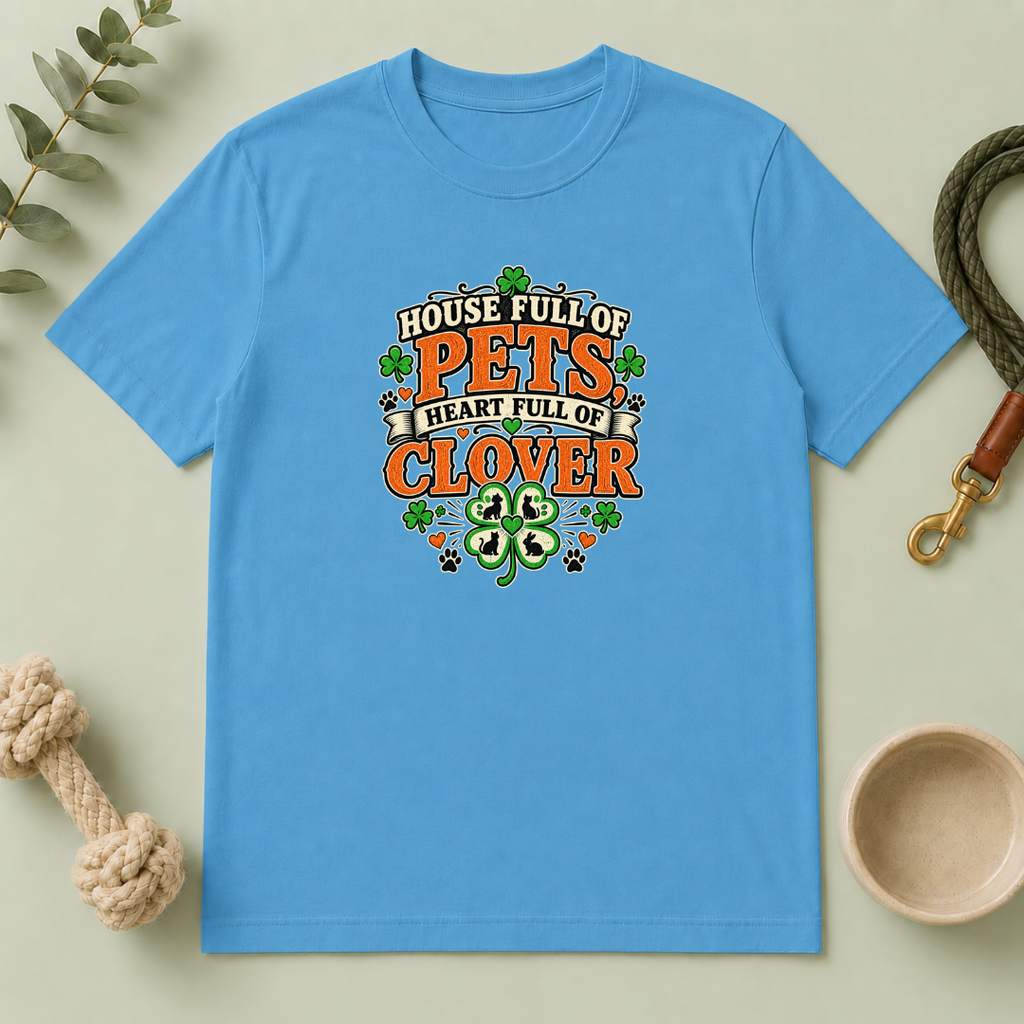 House Full of Pets, Heart Full of Clover St. Patrick’s Day T-Shirt