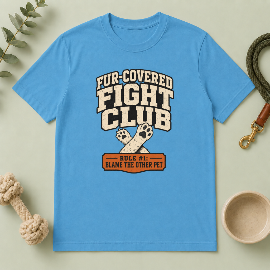Fur-Covered Fight Club – Dog & Cat Rivalry T-Shirt