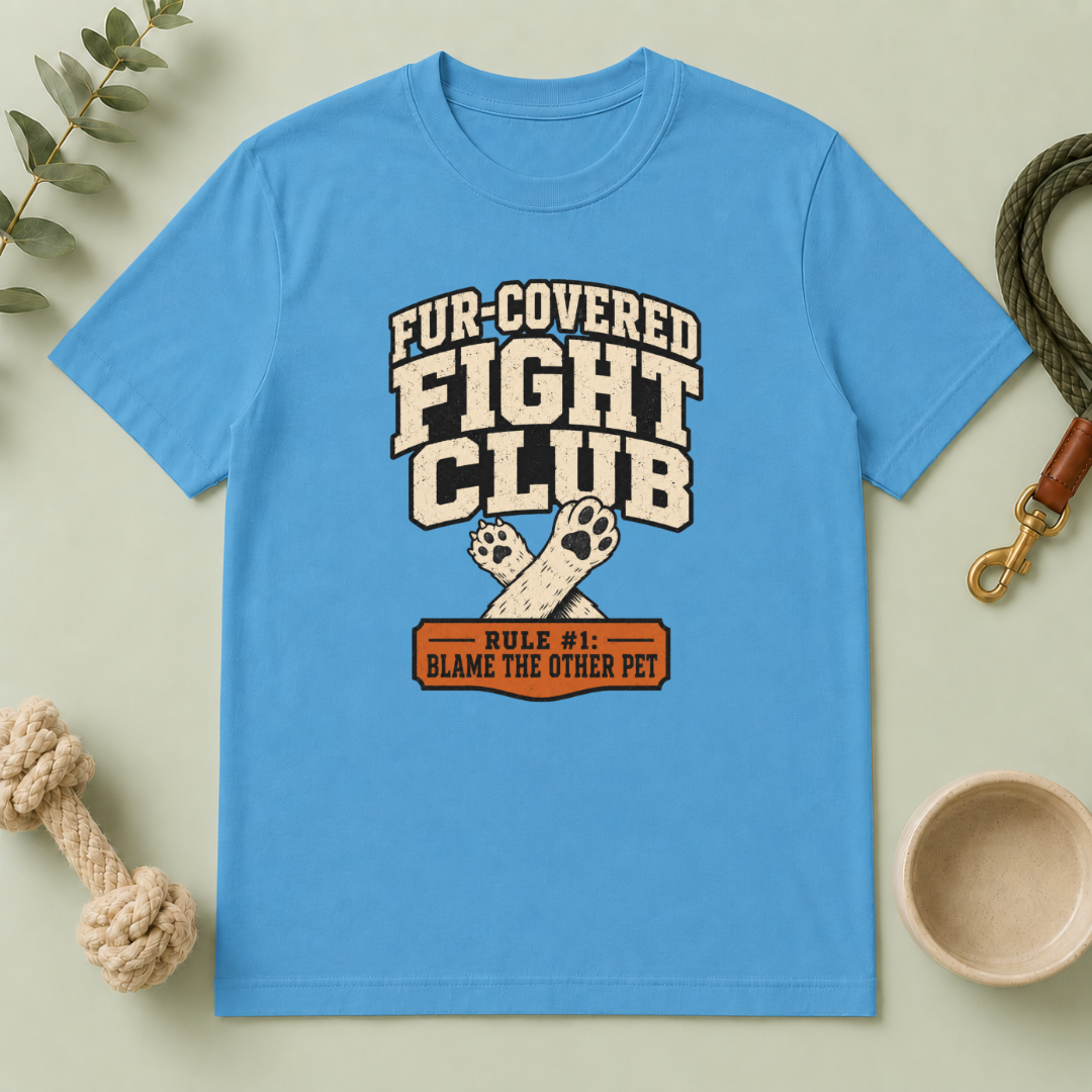 Fur-Covered Fight Club – Dog & Cat Rivalry T-Shirt