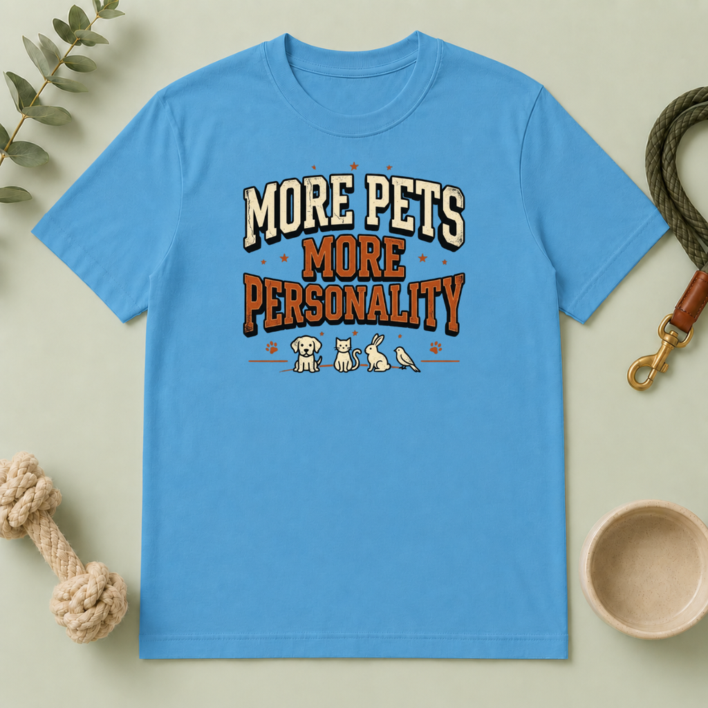 More Pets More Personality T-Shirt — Cute Retro Pet Lover Tee