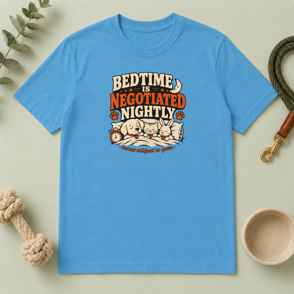 Bedtime Is Negotiated Nightly — Cute Sleepy Pets Graphic Tee