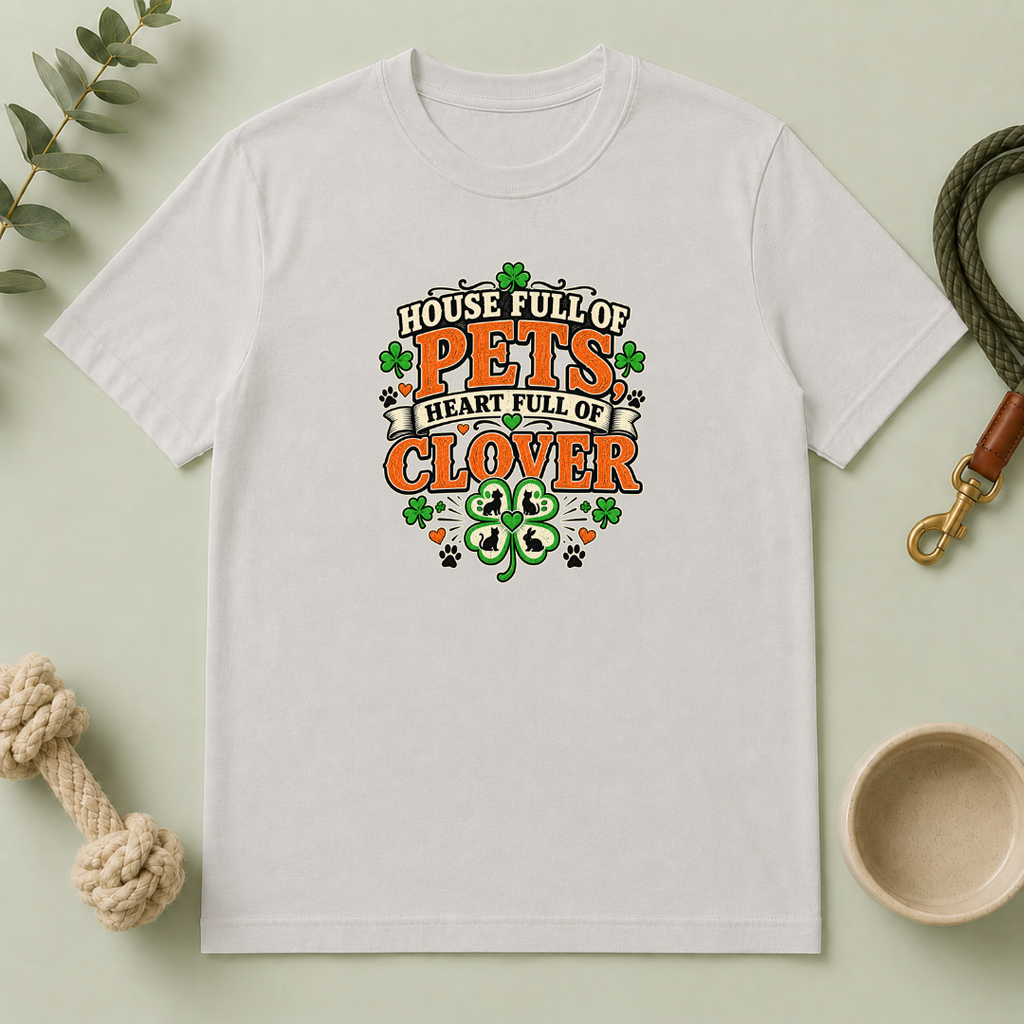 House Full of Pets, Heart Full of Clover St. Patrick’s Day T-Shirt