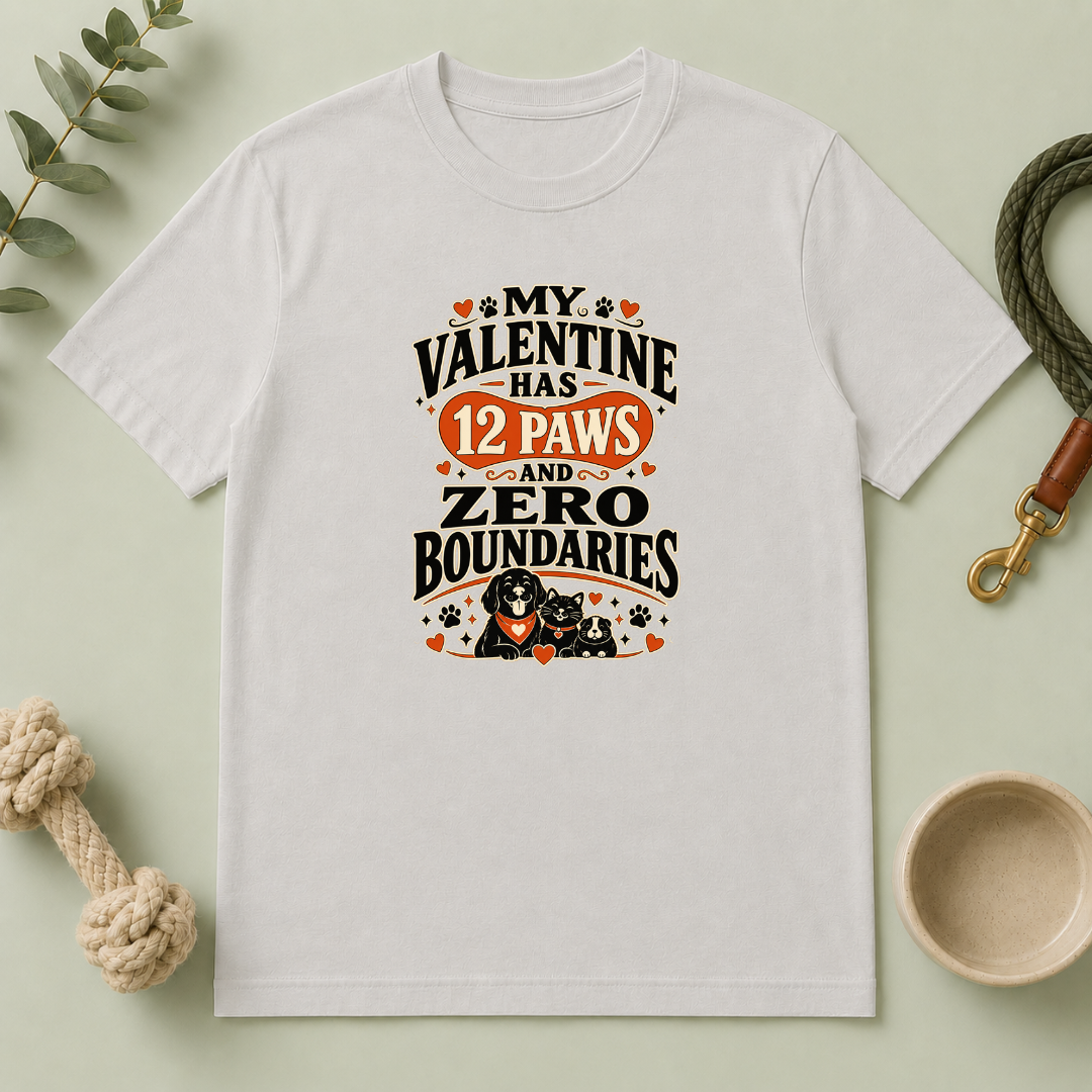 My Valentine Has 12 Paws and Zero Boundaries Pet T-Shirt