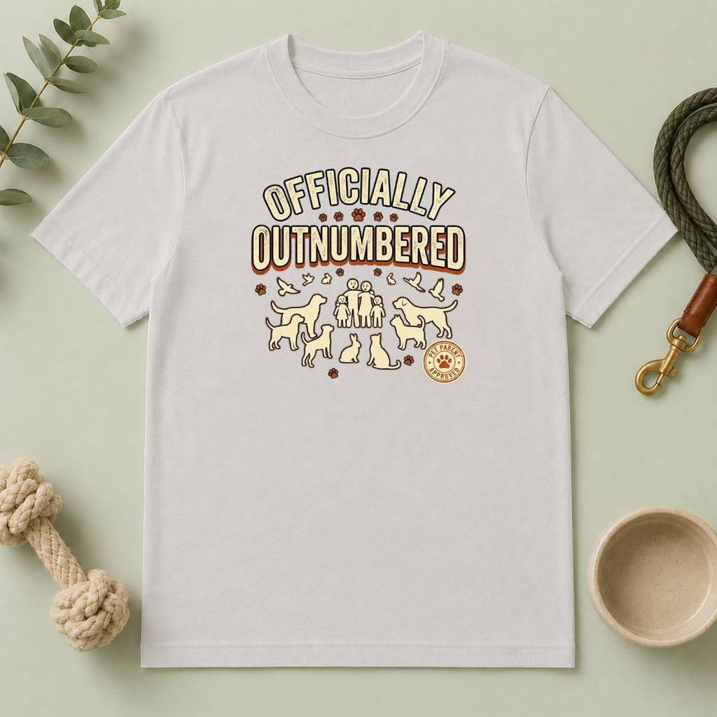 Officially Outnumbered T-Shirt — Funny Family & Pet Graphic Tee