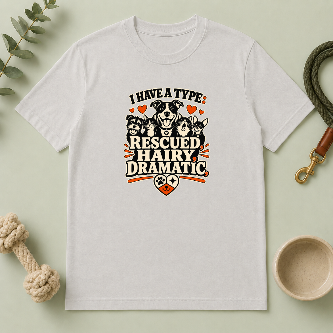 I Have a Type Rescued Hairy Dramatic Valentine Pet T-Shirt