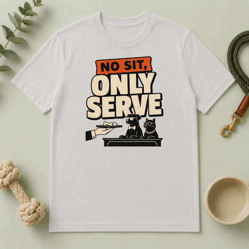 No Sit, Only Serve T-Shirt — Multi-Pet Household Tee