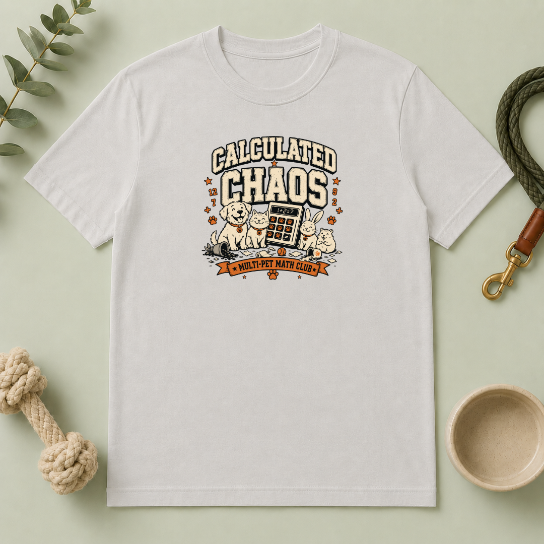 Calculated Chaos — Cute Pets & Math Pun Graphic Tee