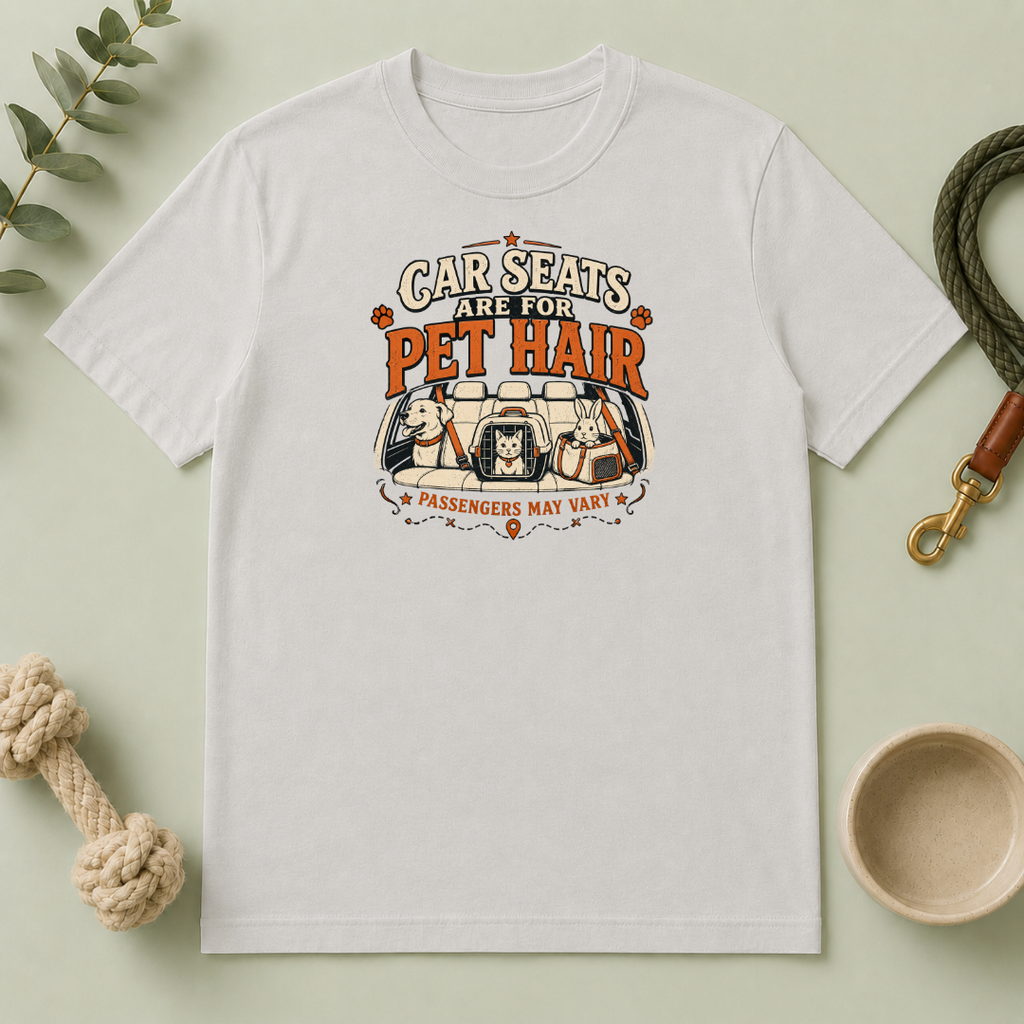 "Car Seats Are For Pet Hair" Graphic Tee for Dog & Cat Lovers