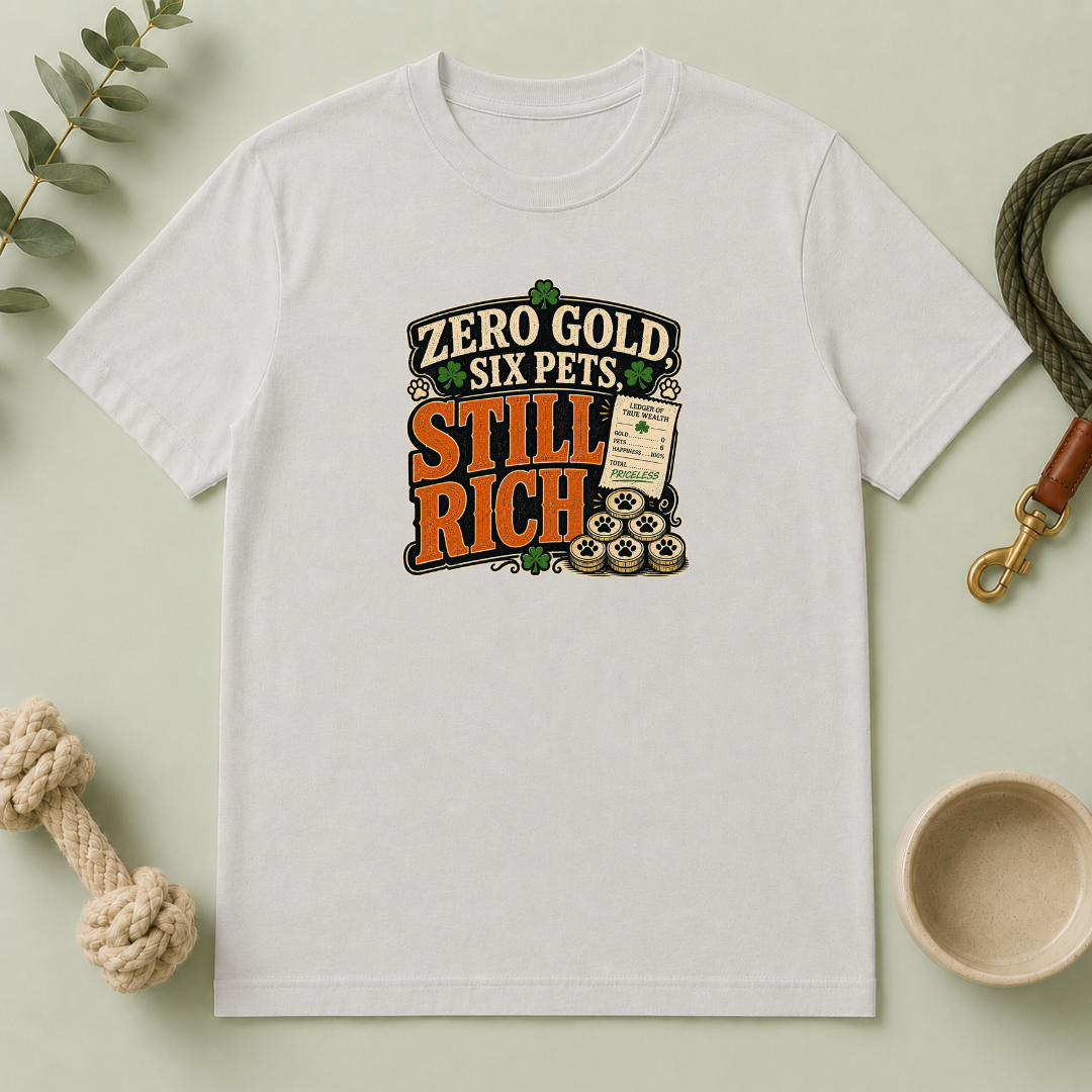Zero Gold, Six Pets, Still Rich St. Patrick’s Day T-Shirt