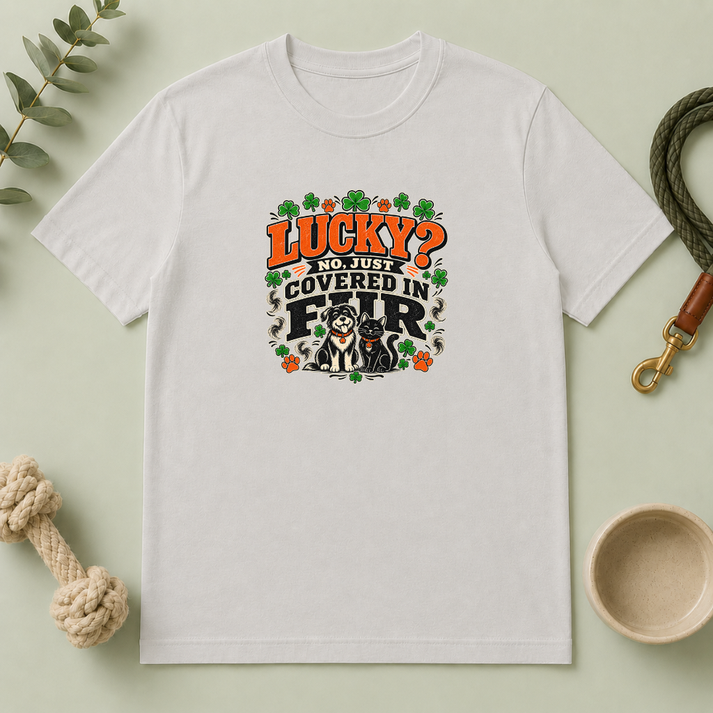 Lucky? No, Just Covered in Fur St. Patrick’s Day T-Shirt
