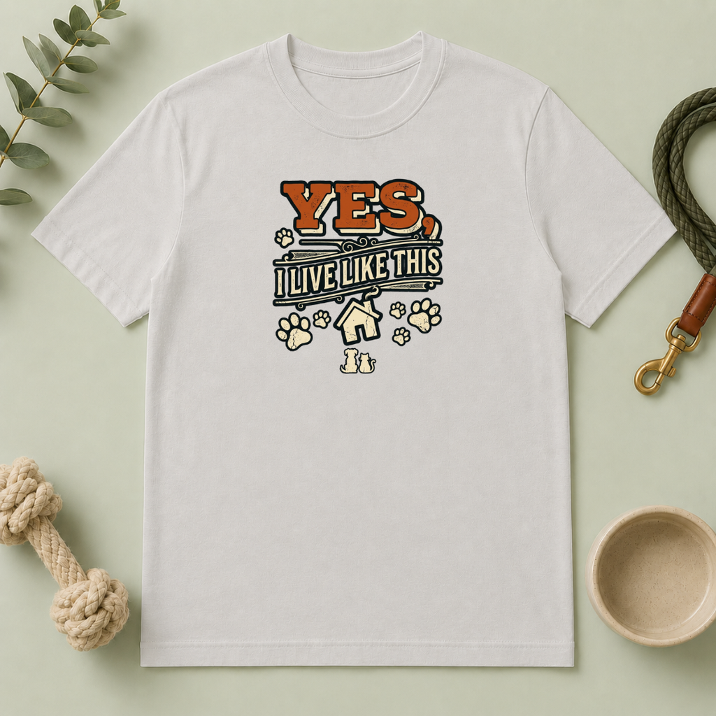 "Yes, I Live Like This" Paw Print Homeowner Tee