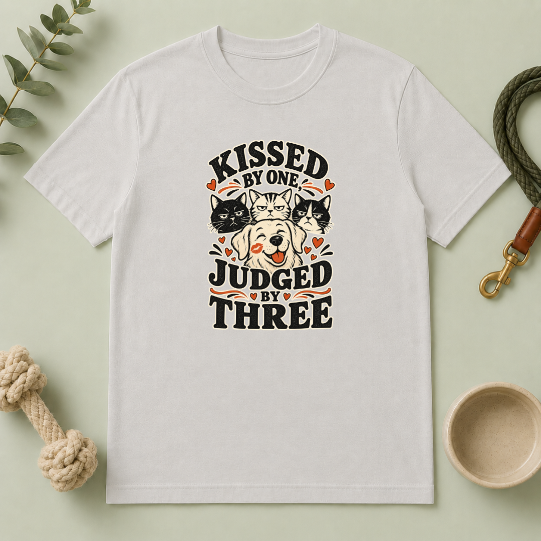 Kissed by One Judged by Three Valentine Pet T-Shirt