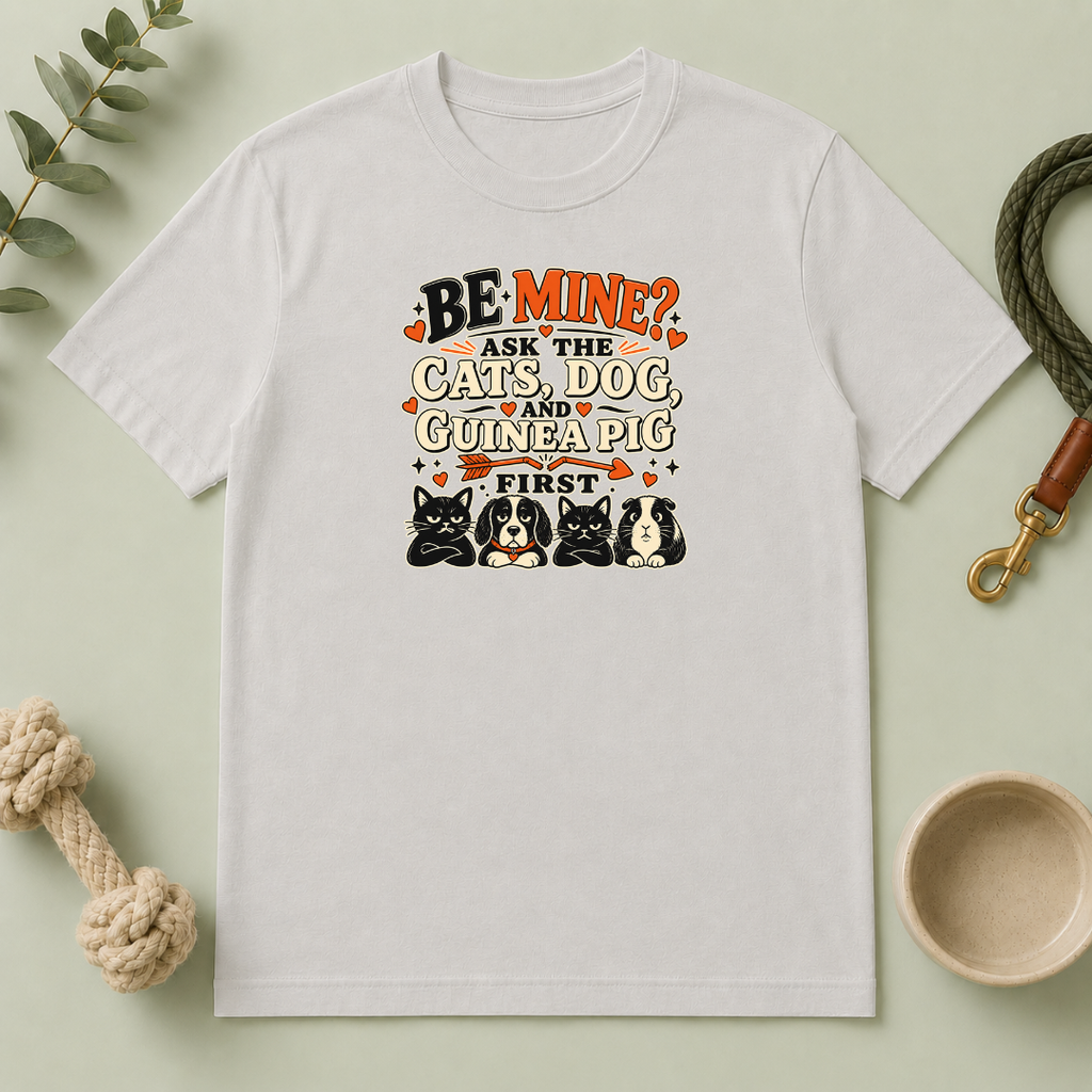 Be Mine? Ask the Cats, Dog & Guinea Pig First Valentine T-Shirt
