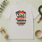 Love Bites Licks Sheds and Stares Valentine Pet T-Shirt