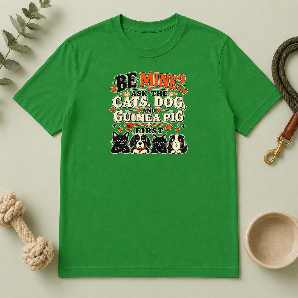 Be Mine? Ask the Cats, Dog & Guinea Pig First Valentine T-Shirt
