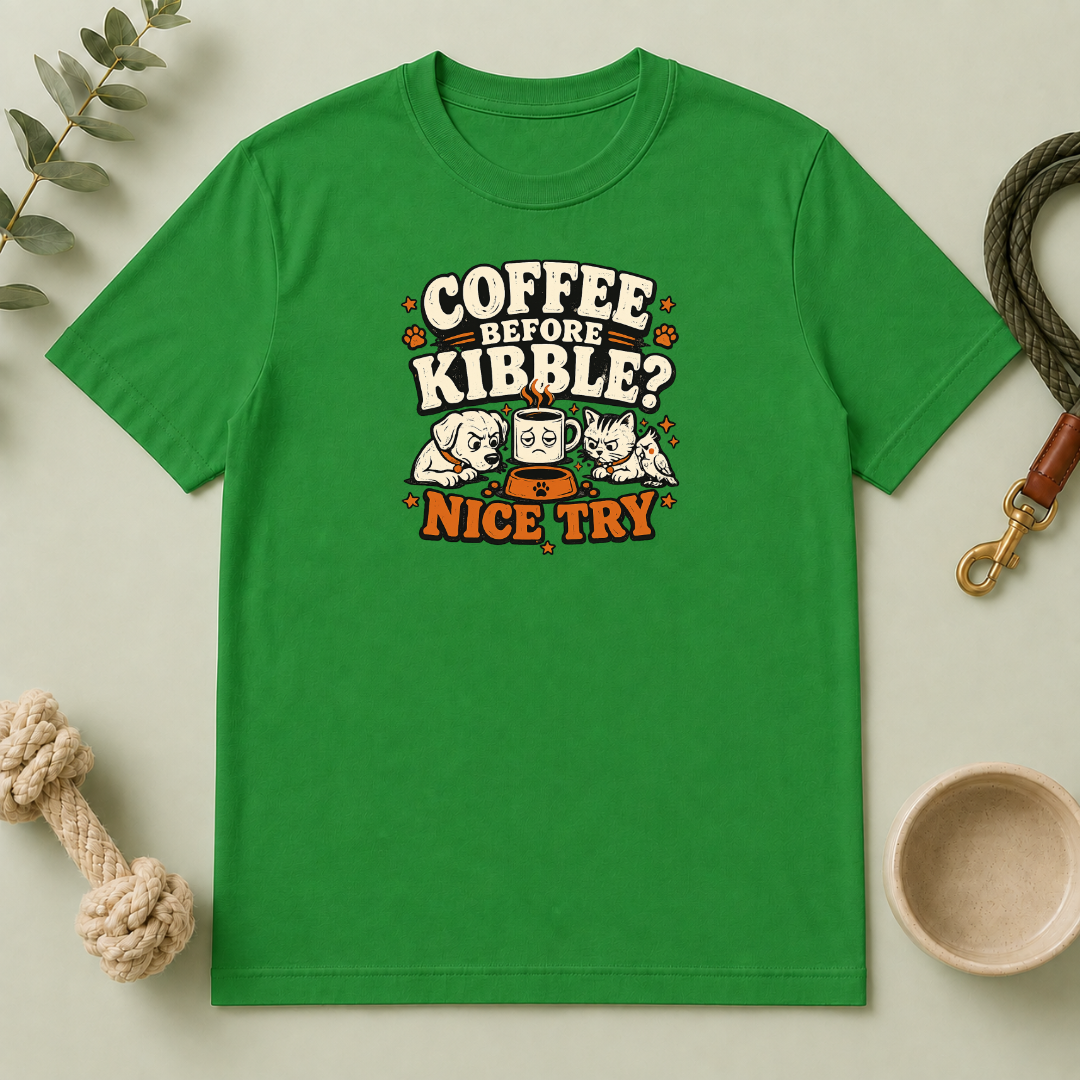 Coffee Before Kibble? Cute Pet Mom Graphic Tee