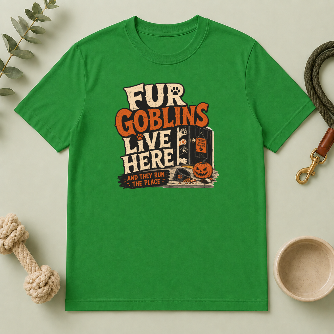 Fur Goblins Live Here Halloween Pet T-Shirt