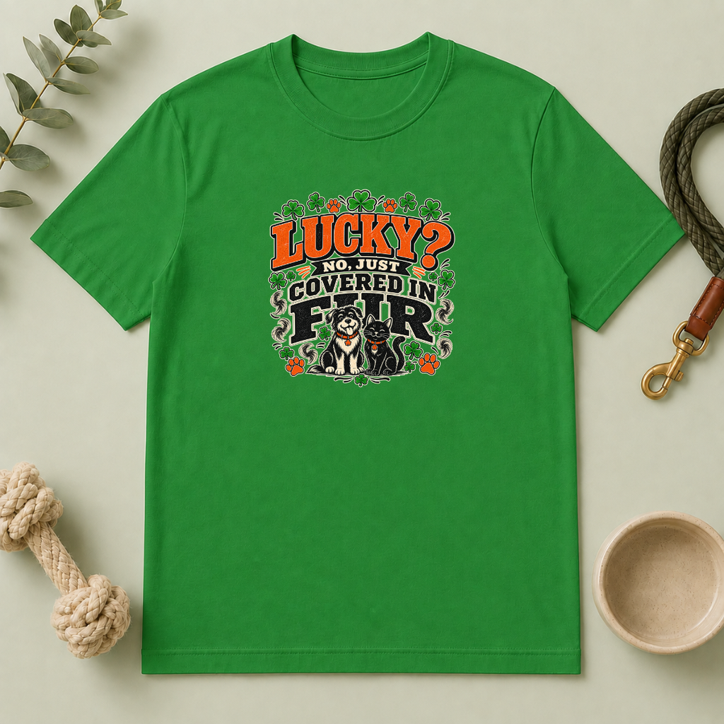 Lucky? No, Just Covered in Fur St. Patrick’s Day T-Shirt