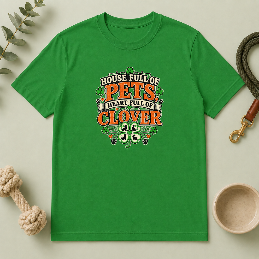 House Full of Pets, Heart Full of Clover St. Patrick’s Day T-Shirt