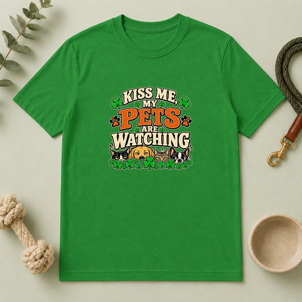 Kiss Me, My Pets Are Watching St. Patrick’s Day T-Shirt