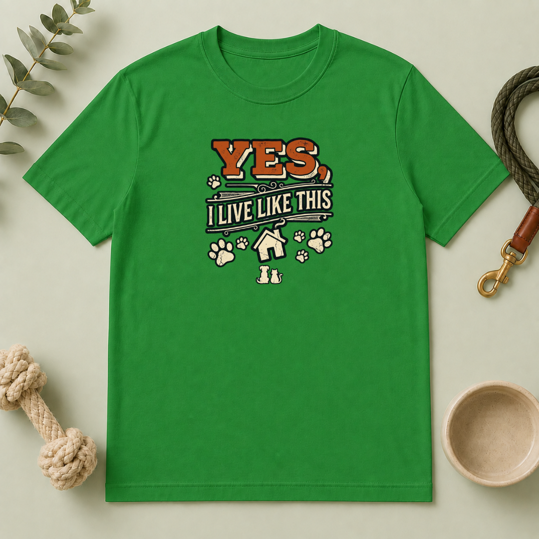 "Yes, I Live Like This" Paw Print Homeowner Tee
