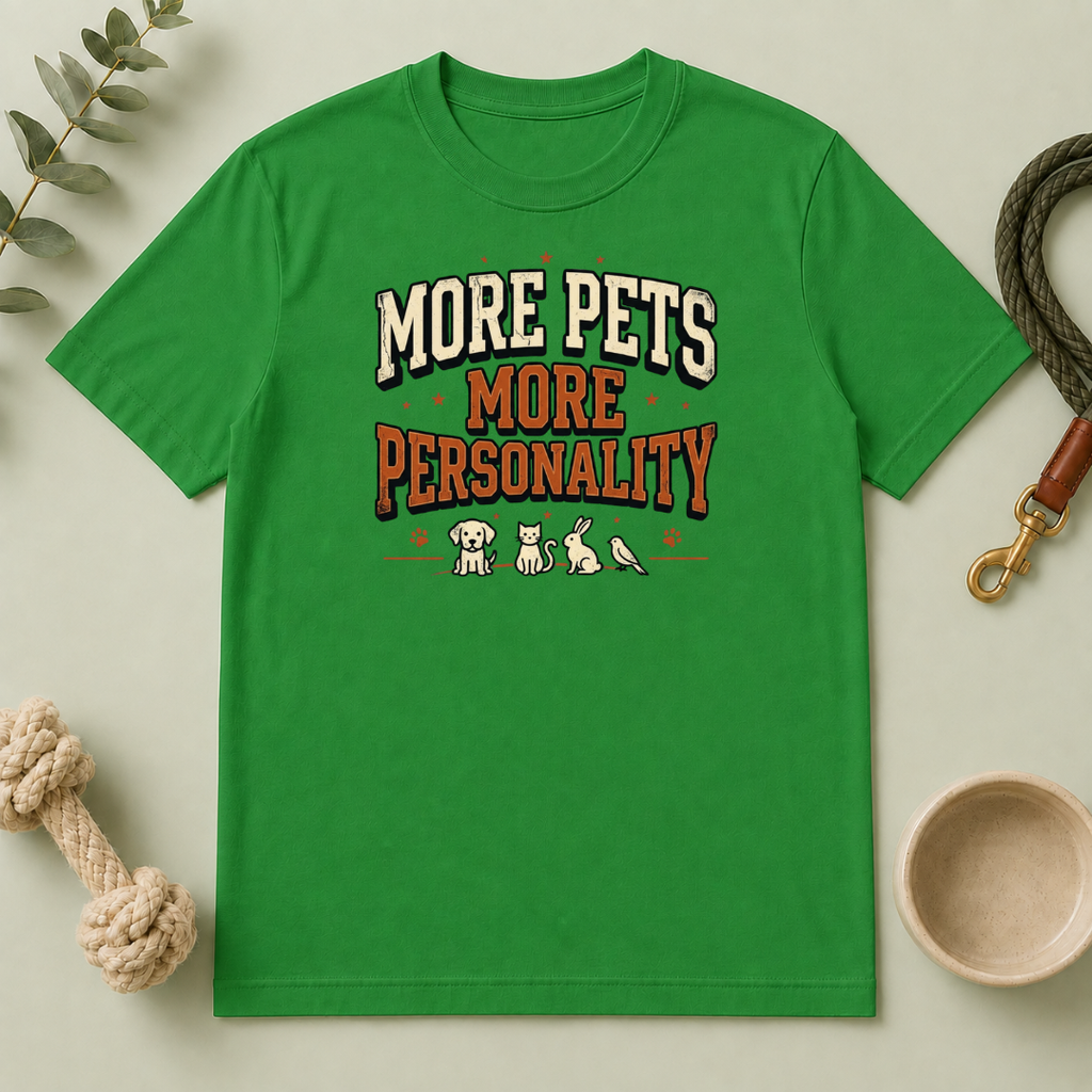 More Pets More Personality T-Shirt — Cute Retro Pet Lover Tee