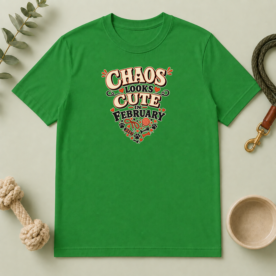 Chaos Looks Cute in February Valentine Pet Parent T-Shirt
