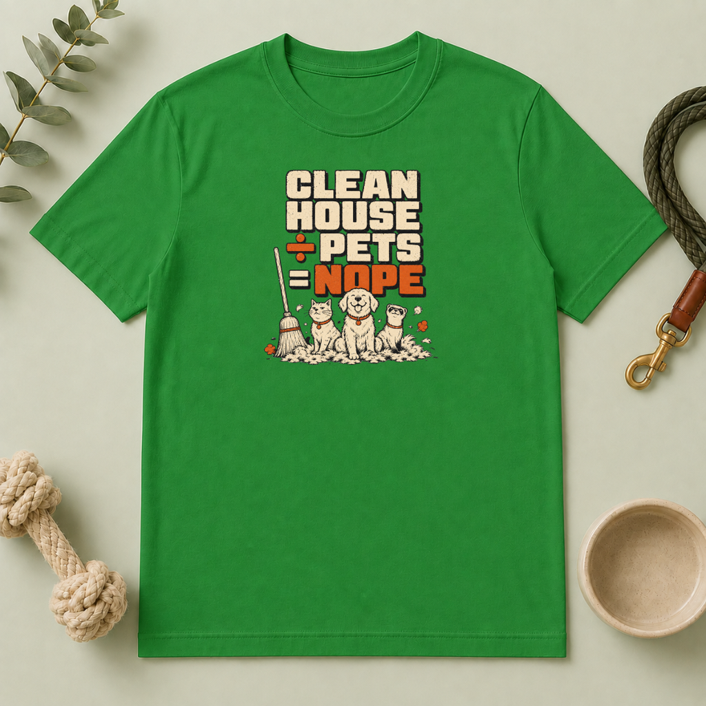 "Clean House + Pets = Nope" Funny Pet Lover Tee