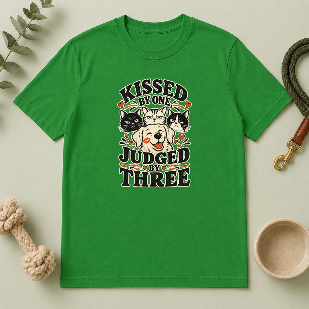 Kissed by One Judged by Three Valentine Pet T-Shirt