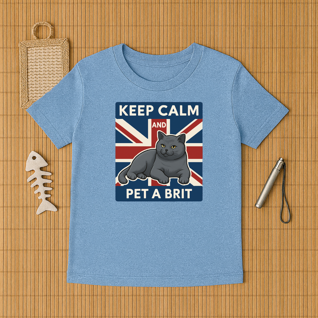 Keep Calm Pet a Brit Cat Tee