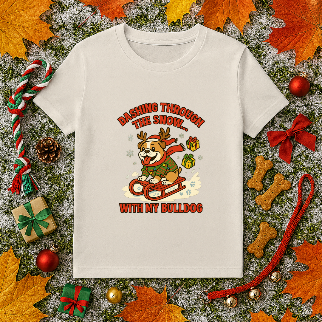 Dashing Through the Snow With My Bulldog