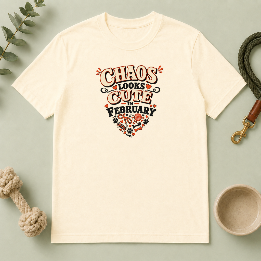 Chaos Looks Cute in February Valentine Pet Parent T-Shirt
