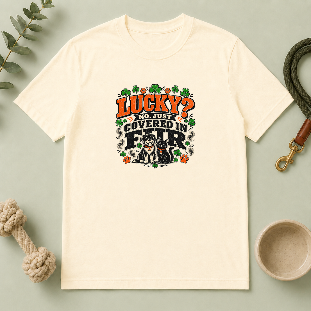 Lucky? No, Just Covered in Fur St. Patrick’s Day T-Shirt