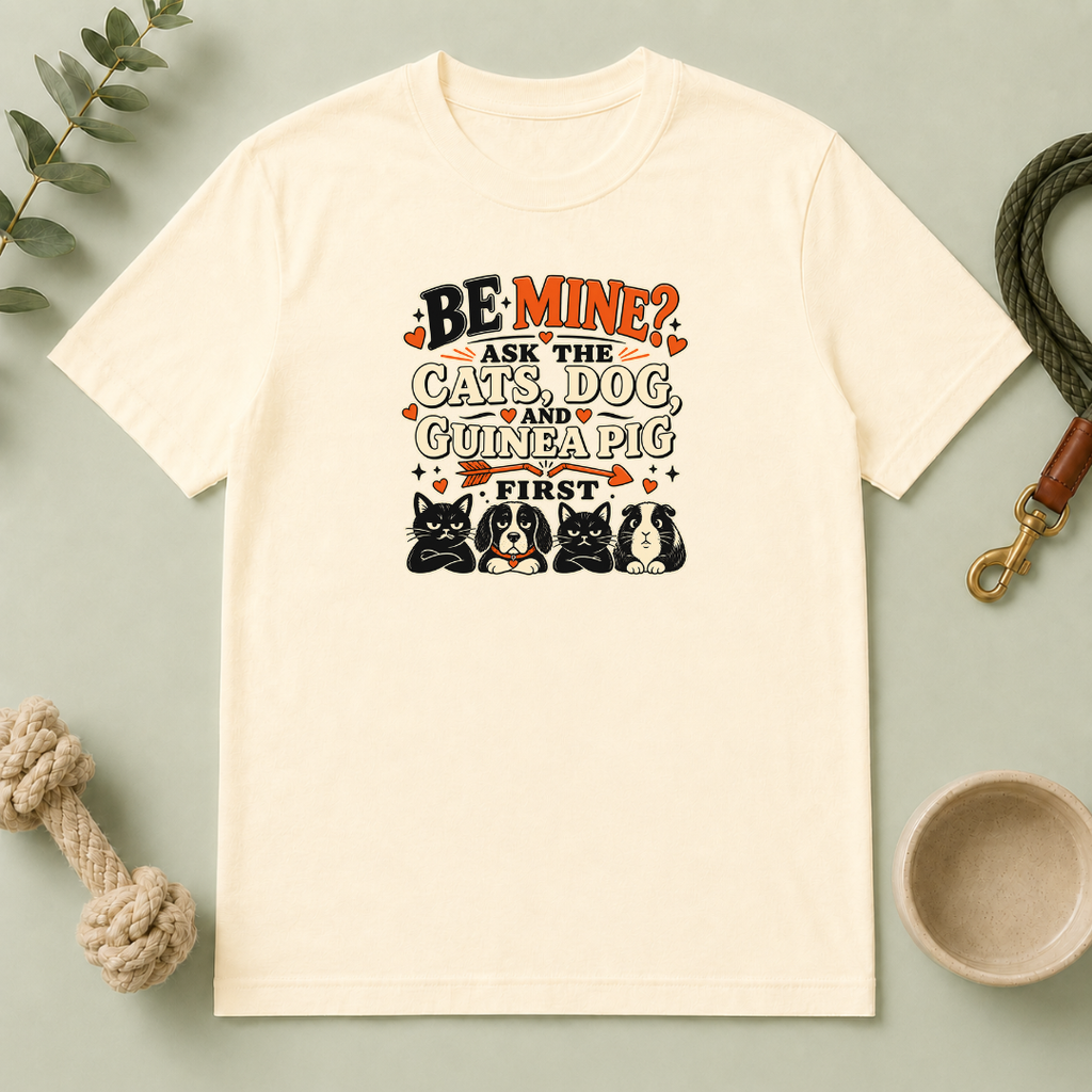 Be Mine? Ask the Cats, Dog & Guinea Pig First Valentine T-Shirt