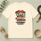 Love Bites Licks Sheds and Stares Valentine Pet T-Shirt