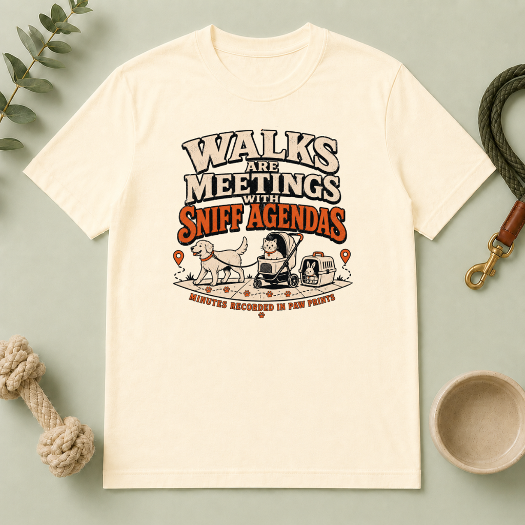 Walks Are Meetings with Sniff Agendas Multi-Pet Lifestyle T-Shirt