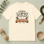 Pet Lover T‑Shirt — "The Pets Run This House" Retro Graphic