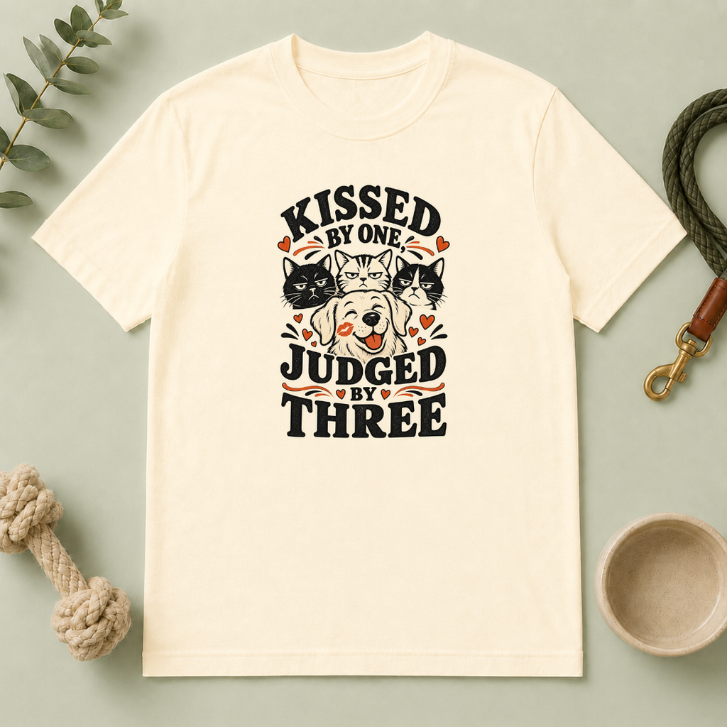 Kissed by One Judged by Three Valentine Pet T-Shirt
