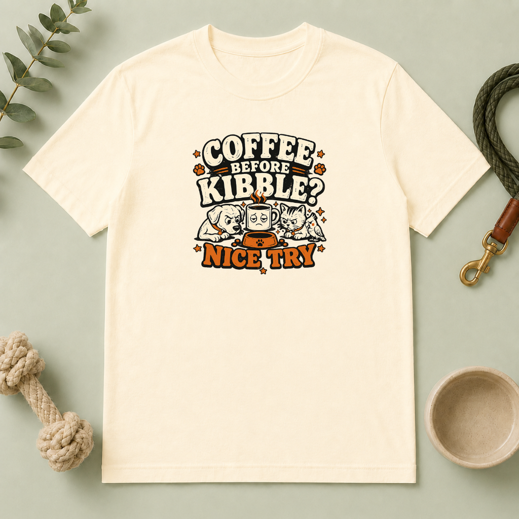Coffee Before Kibble? Cute Pet Mom Graphic Tee