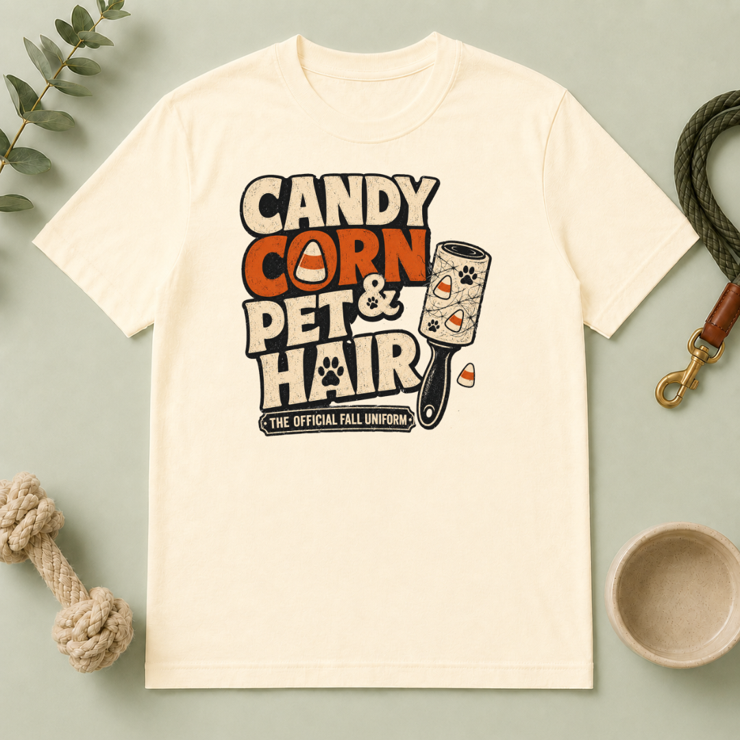 Candy Corn & Pet Hair Halloween T-Shirt