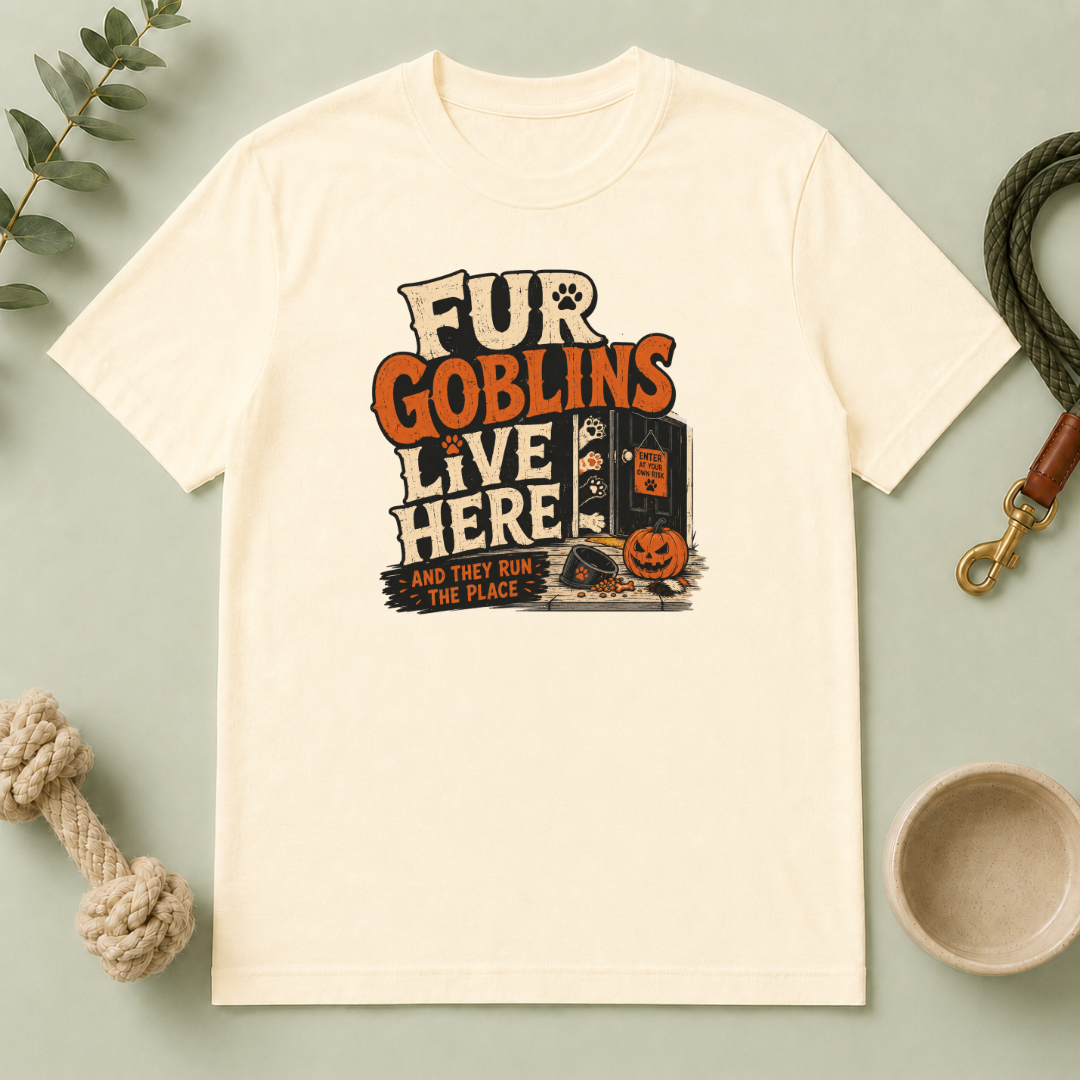 Fur Goblins Live Here Halloween Pet T-Shirt