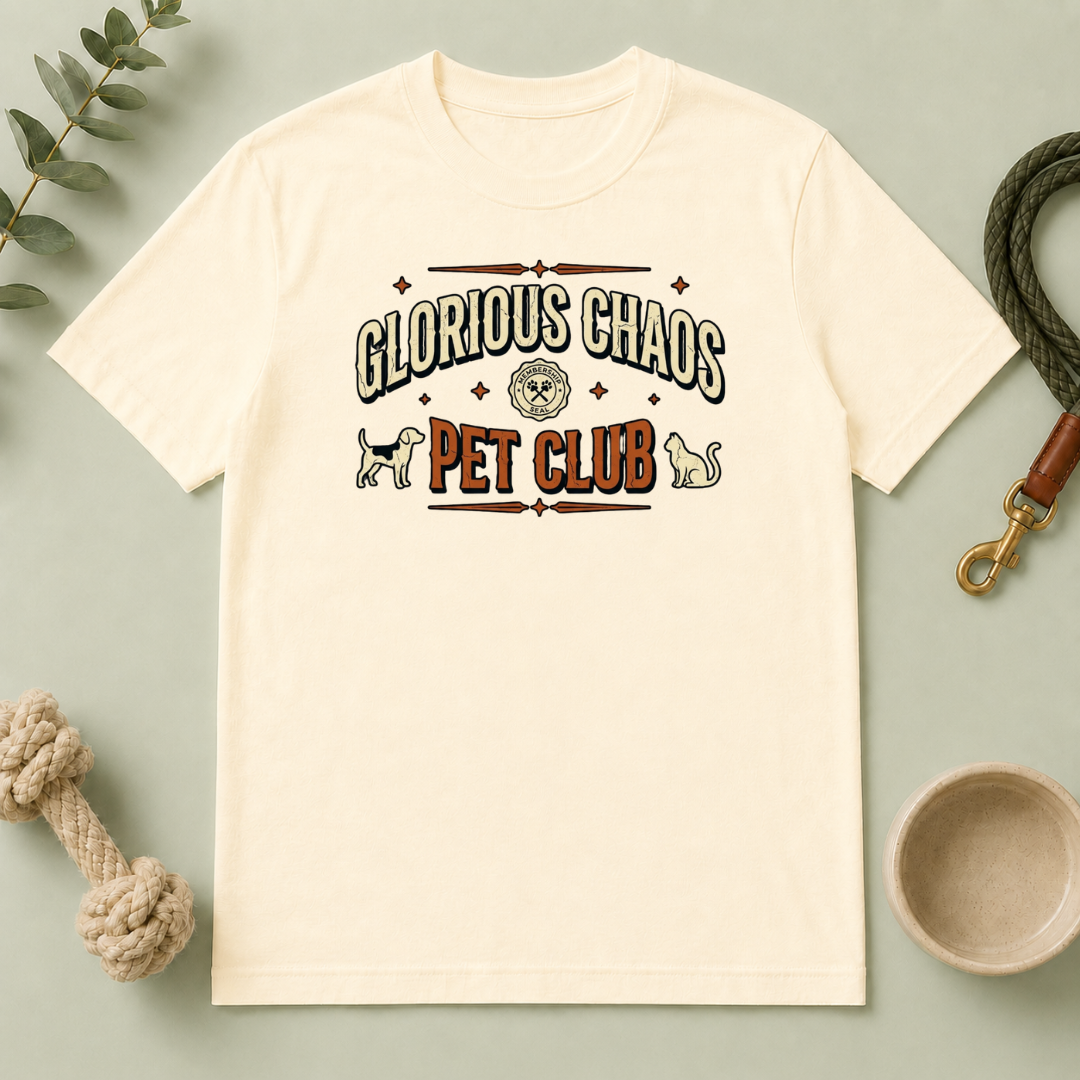 "Glorious Chaos Pet Club" Graphic Tee for Dog & Cat Lovers