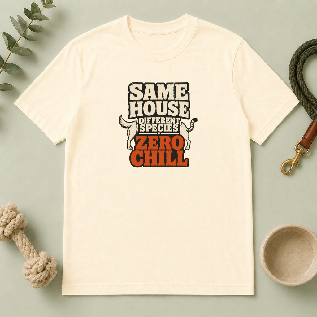 "Same House Different Species Zero Chill" Funny Pet Lover Tee