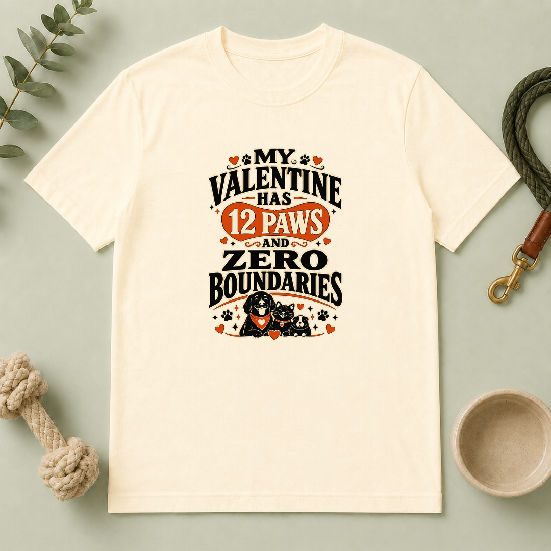 My Valentine Has 12 Paws and Zero Boundaries Pet T-Shirt