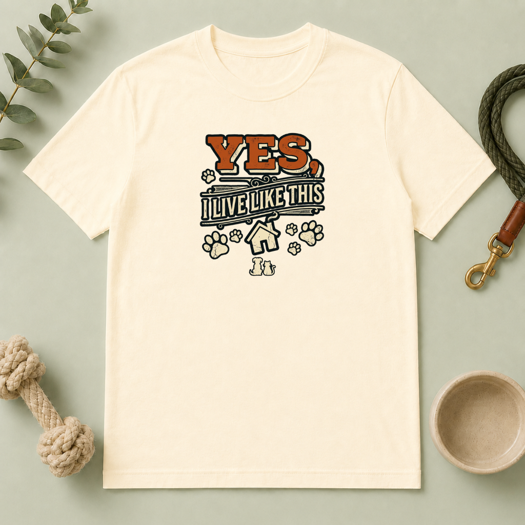 "Yes, I Live Like This" Paw Print Homeowner Tee